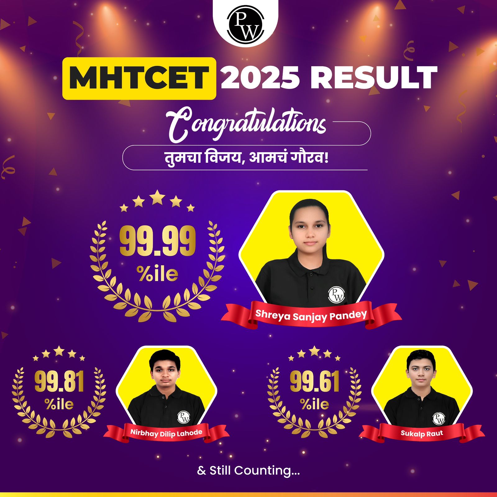 MHT CET 2025 : पीडब्ल्यू की श्रेया सुंजय पांडे ने 99.99 परसेंटाइल स्कोर किया
